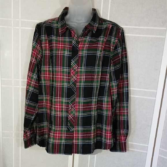 Pendleton Tops - Pendleton Plaid Button Down Shirt - Black, pink, Green